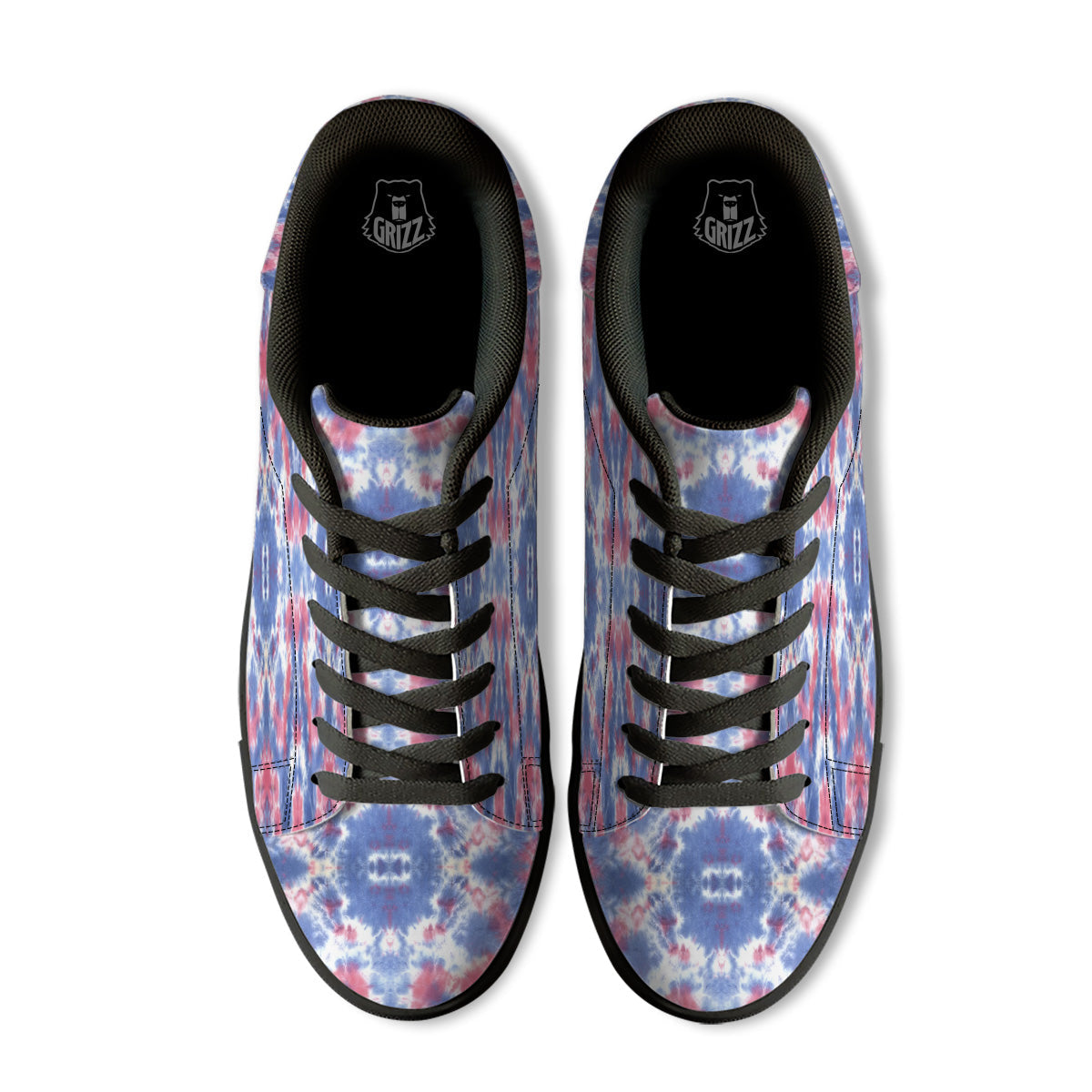 Tie Dye Two Tone Print Pattern Black Low Top Sneakers-grizzshop