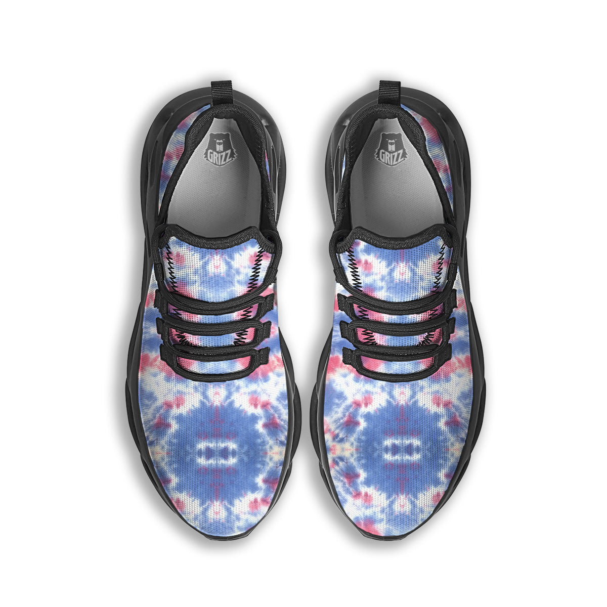 Tie Dye Two Tone Print Pattern Black Running Shoes-grizzshop