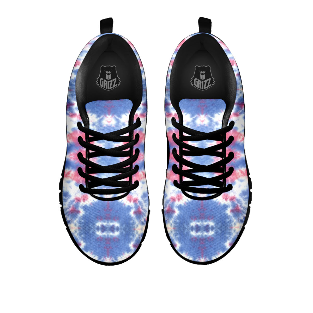 Tie Dye Two Tone Print Pattern Black Sneaker-grizzshop