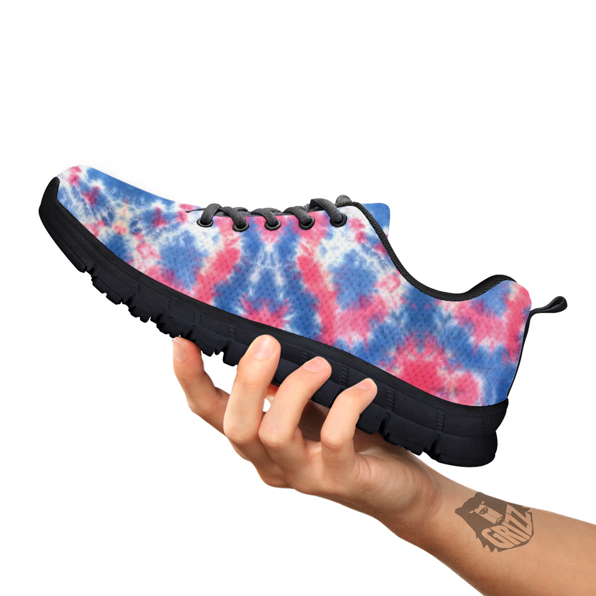 Tie Dye Two Tone Print Pattern Black Sneaker-grizzshop