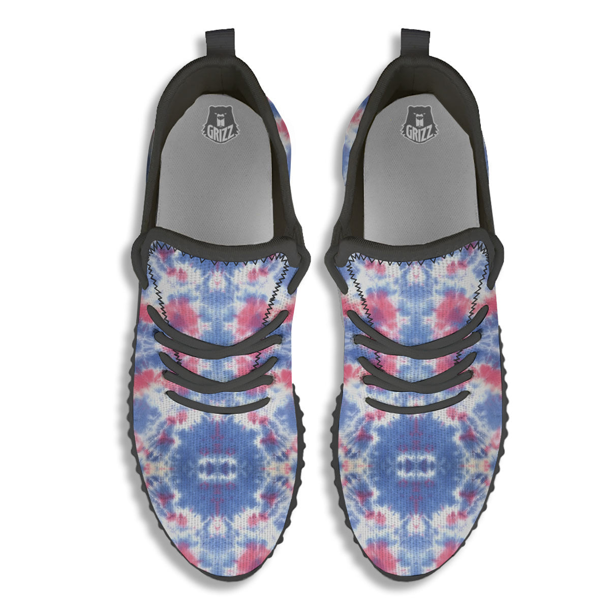 Tie Dye Two Tone Print Pattern Black Walking Shoes-grizzshop