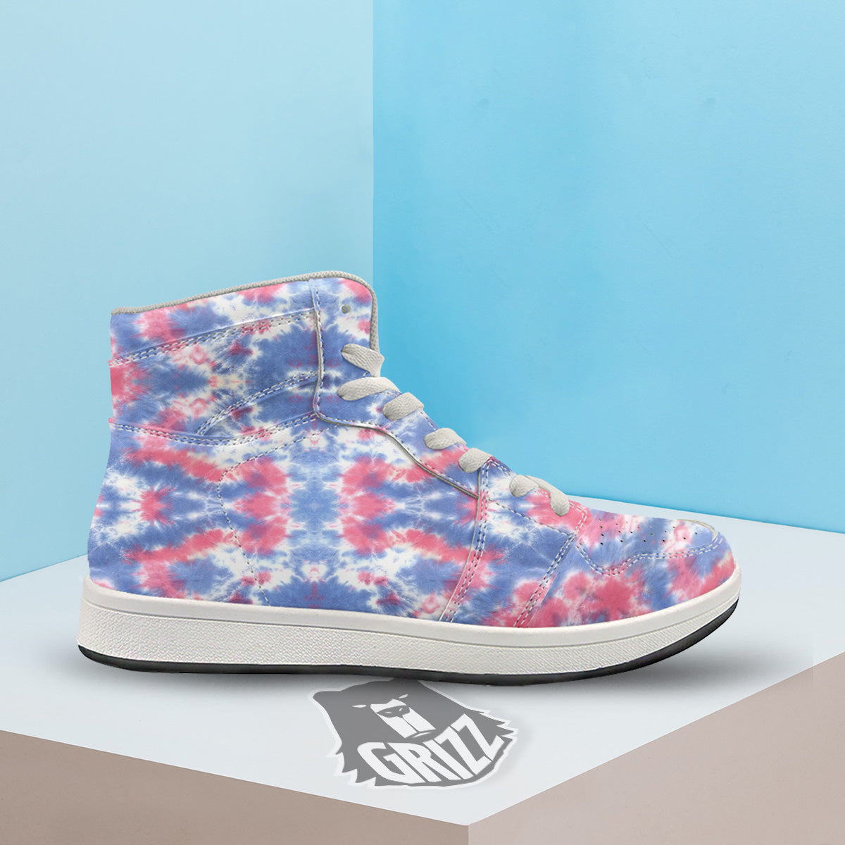 Tie Dye Two Tone Print Pattern High Top Sneakers-grizzshop