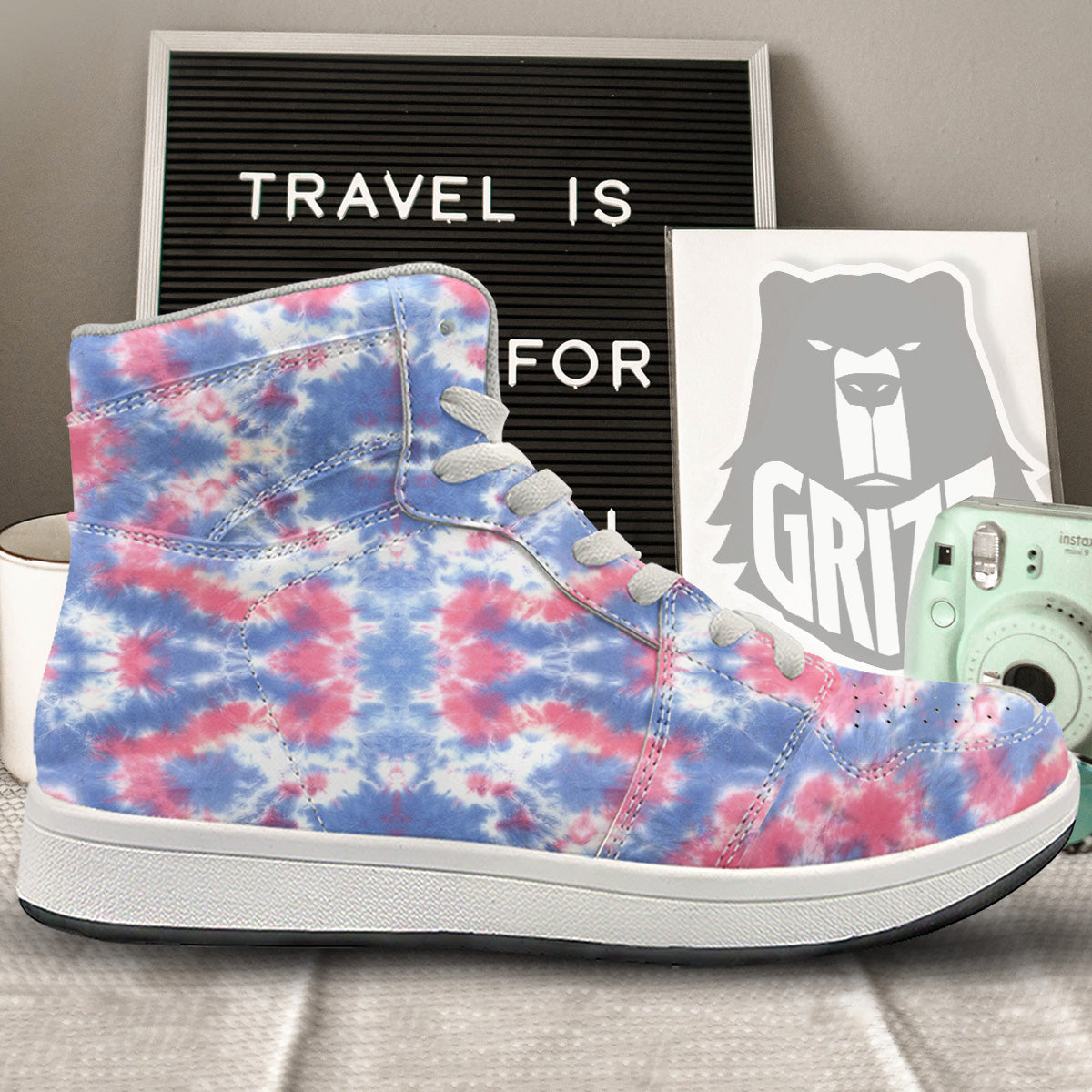 Tie Dye Two Tone Print Pattern High Top Sneakers-grizzshop