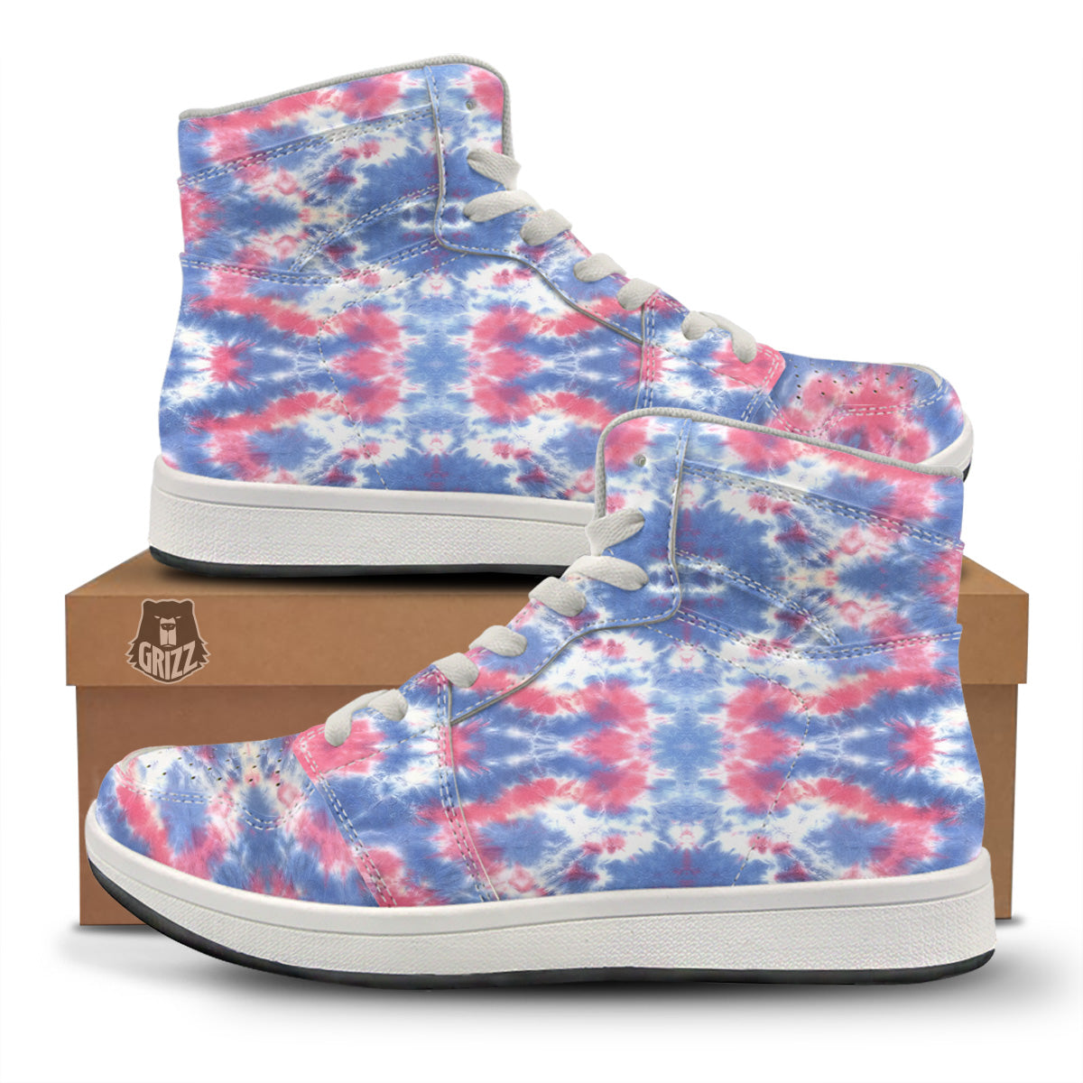 Tie Dye Two Tone Print Pattern High Top Sneakers-grizzshop