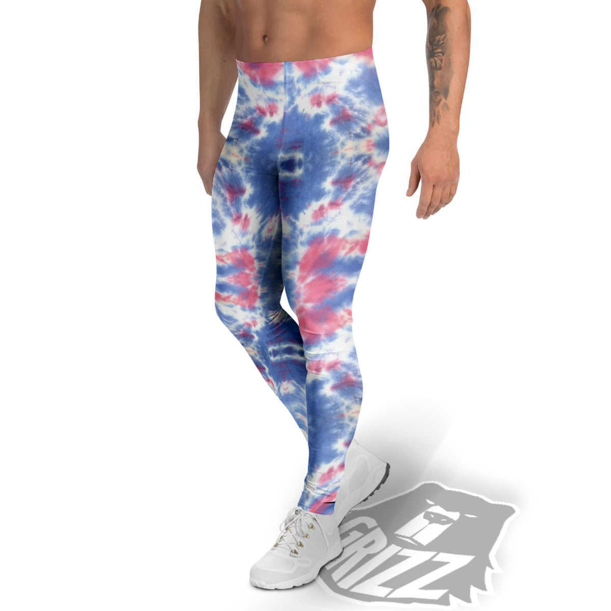 Tie Dye Two Tone Print Pattern Men's Leggings-grizzshop