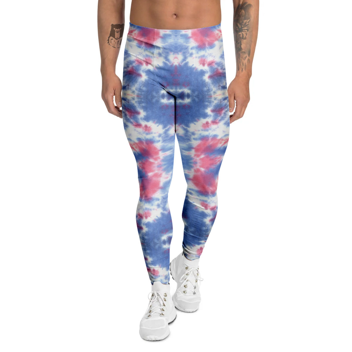 Tie Dye Two Tone Print Pattern Men's Leggings-grizzshop