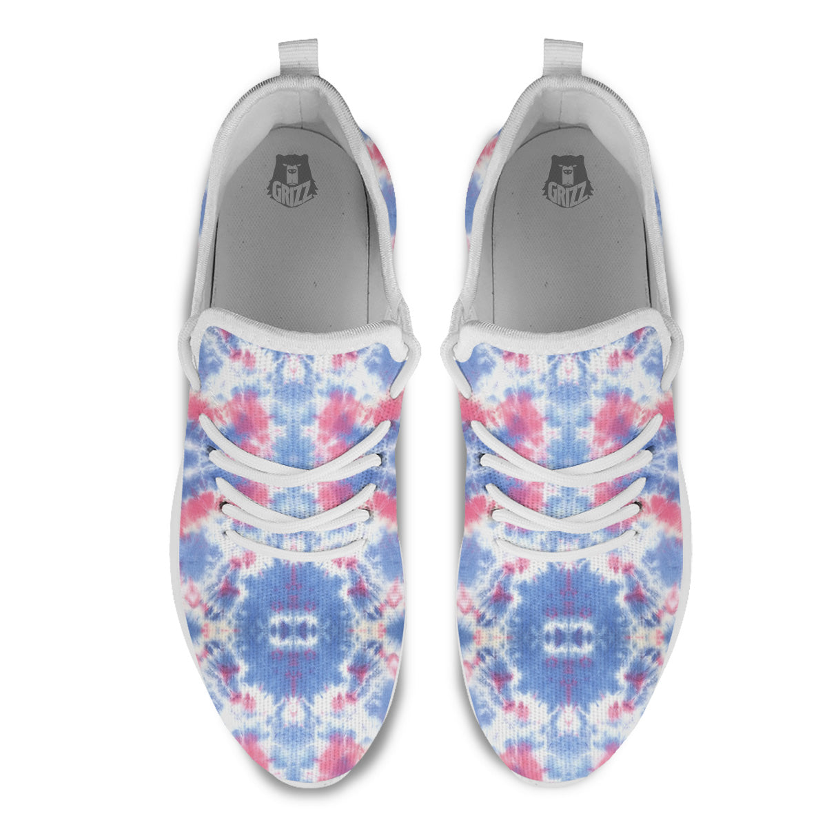 Tie Dye Two Tone Print Pattern White Athletic Shoes-grizzshop