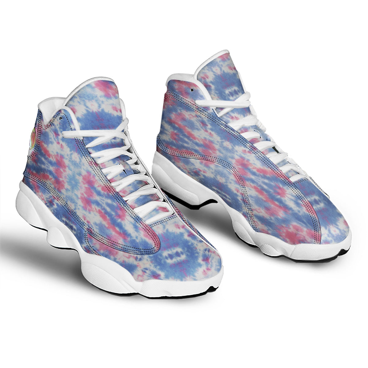 Tie Dye Two Tone Print Pattern White Basketball Shoes-grizzshop