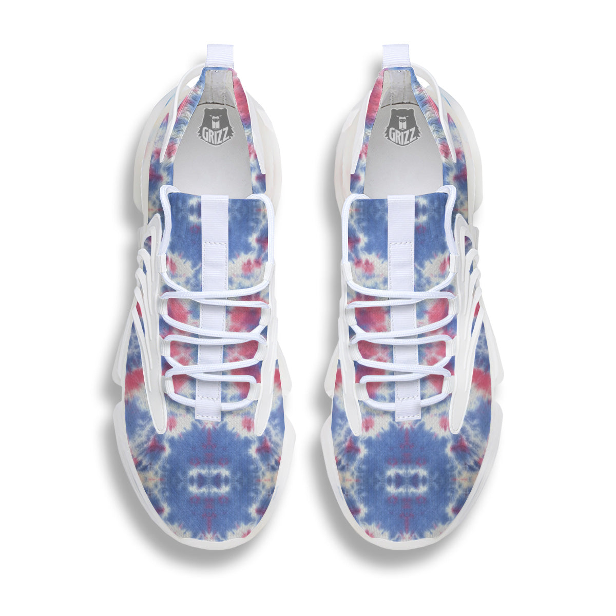 Tie Dye Two Tone Print Pattern White Gym Shoes-grizzshop