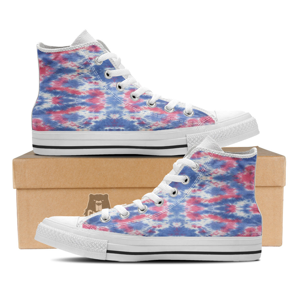 Tie Dye Two Tone Print Pattern White High Top Shoes-grizzshop