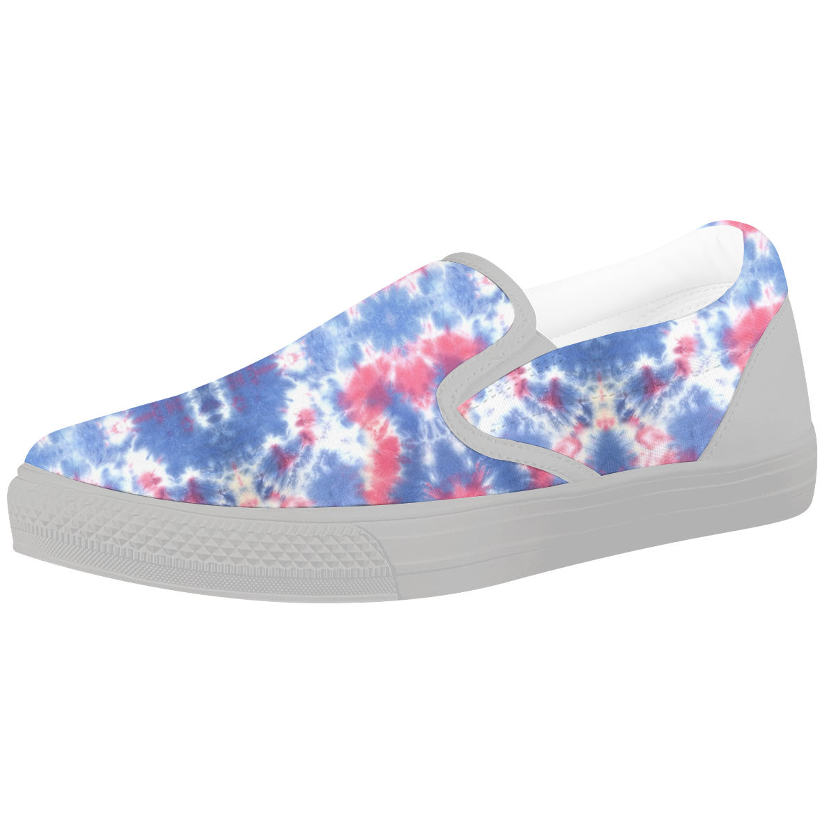 Tie Dye Two Tone Print Pattern White Slip On Shoes-grizzshop