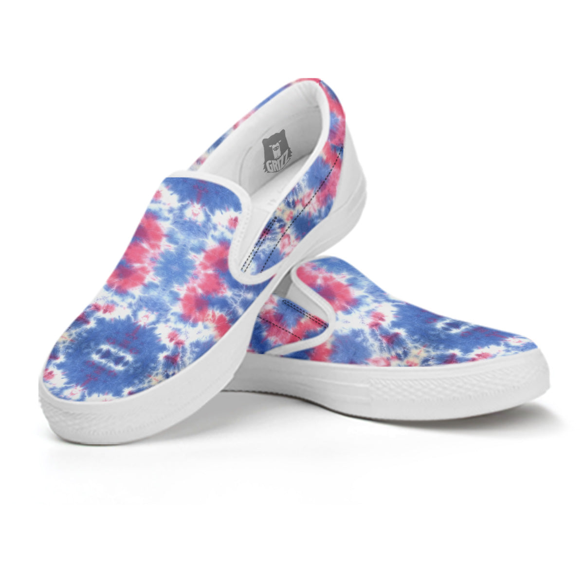 Tie Dye Two Tone Print Pattern White Slip On Shoes-grizzshop
