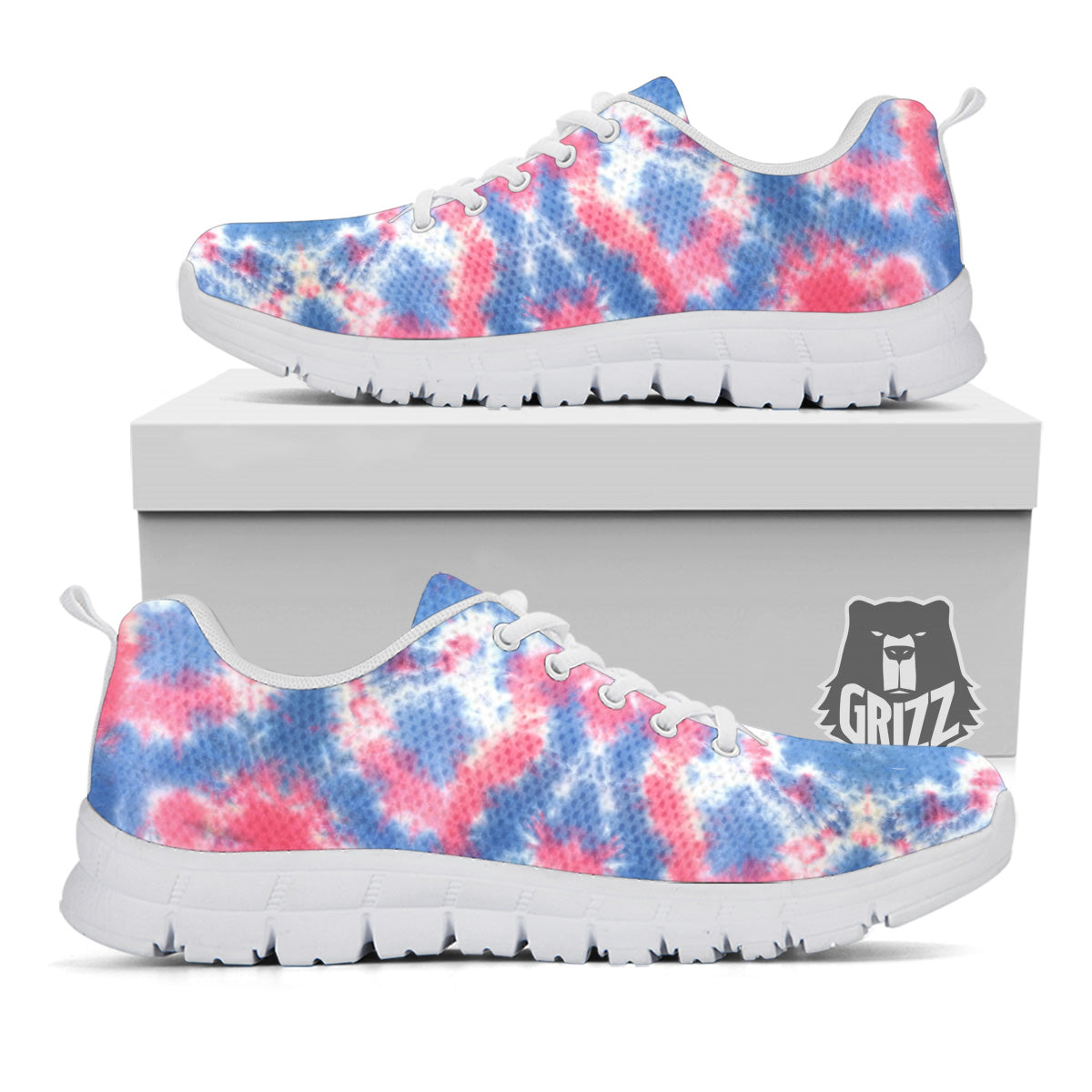 Tie Dye Two Tone Print Pattern White Sneaker-grizzshop