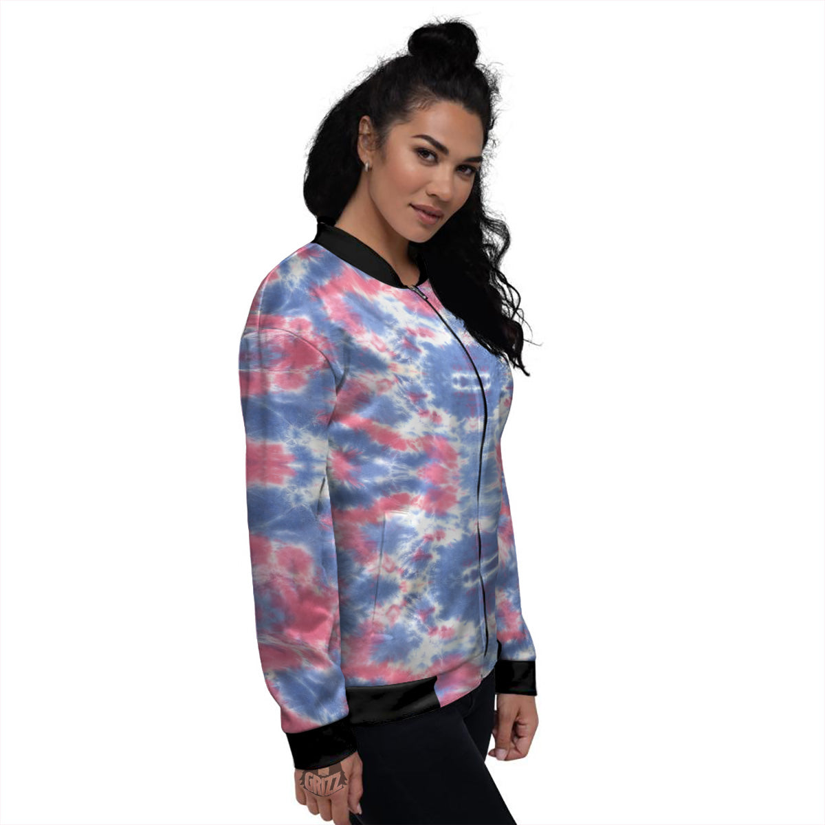 Tie Dye Two Tone Print Pattern Women's Bomber Jacket-grizzshop