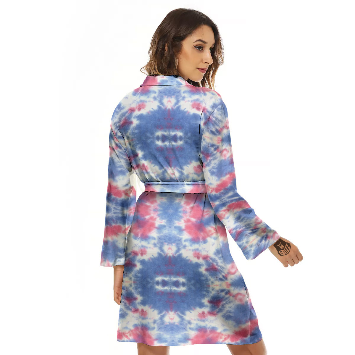 Tie Dye Two Tone Print Pattern Women's Robe-grizzshop
