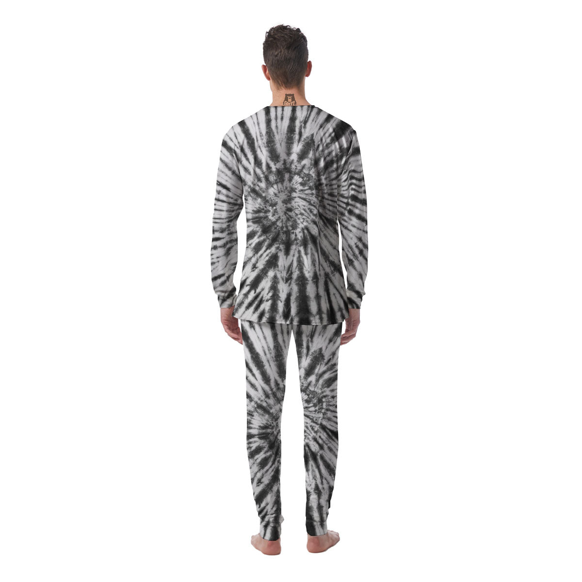 Tie Dye White And Black Print Men's Pajamas-grizzshop