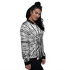 Tie Dye White And Black Print Women's Bomber Jacket-grizzshop