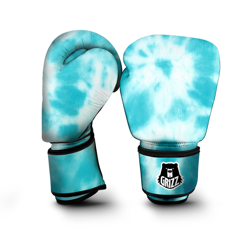 Tie Dye White And Blue Print Boxing Gloves-grizzshop