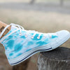 Tie Dye White And Blue Print White High Top Shoes-grizzshop