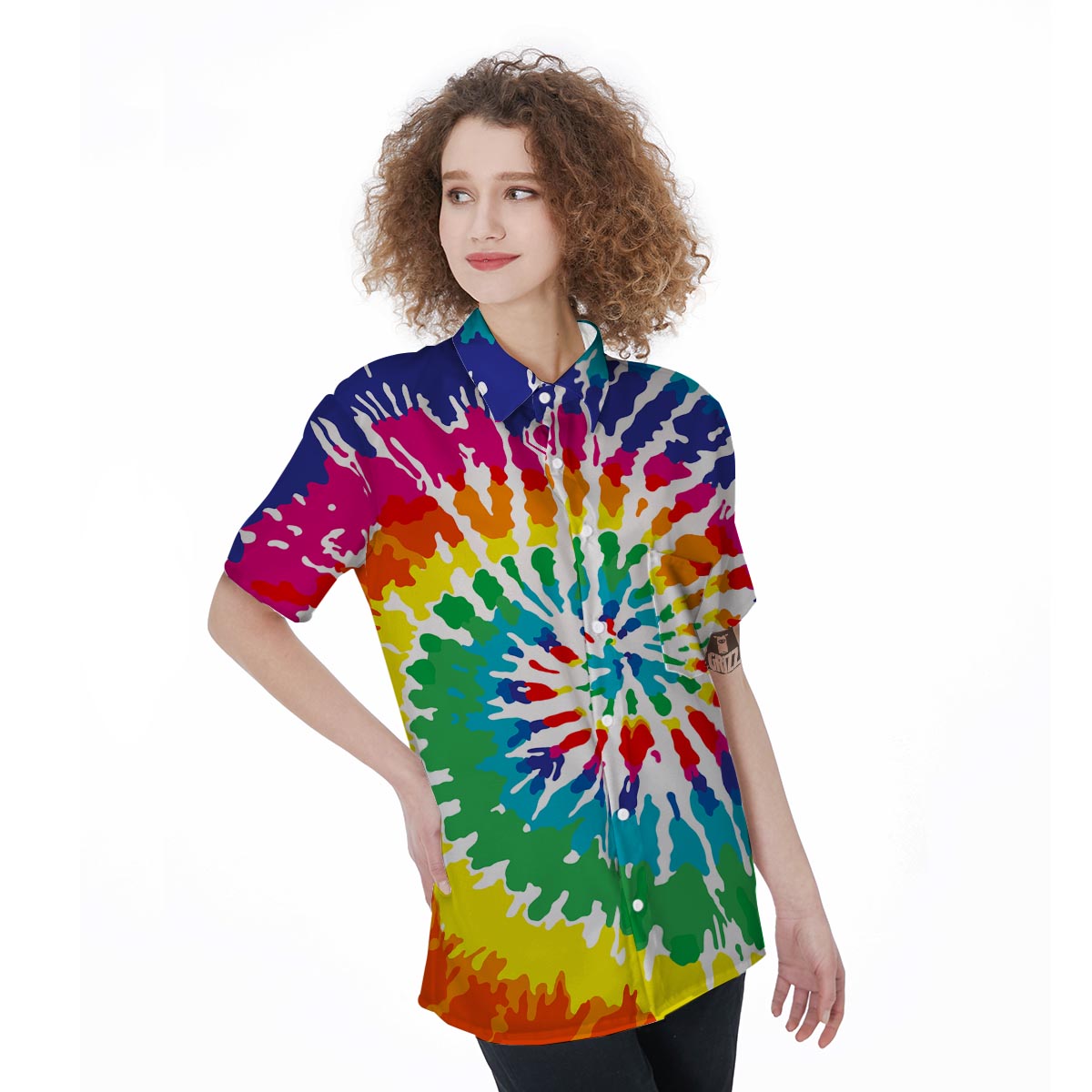 Tie Dye Women's Short Sleeve Shirts-grizzshop