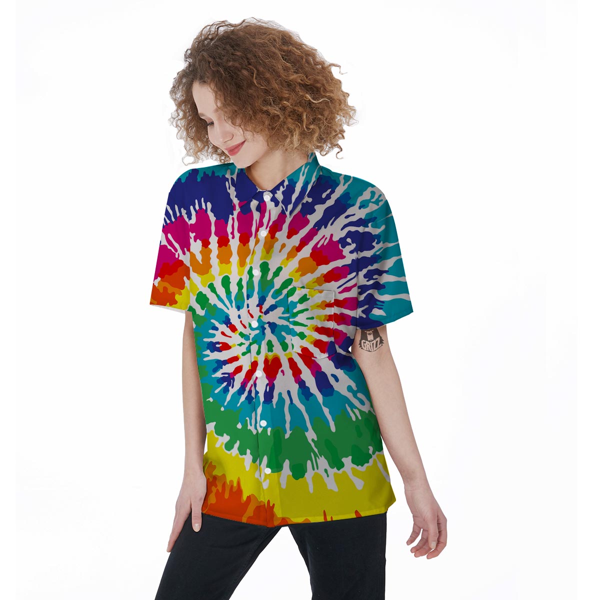 Tie Dye Women's Short Sleeve Shirts-grizzshop
