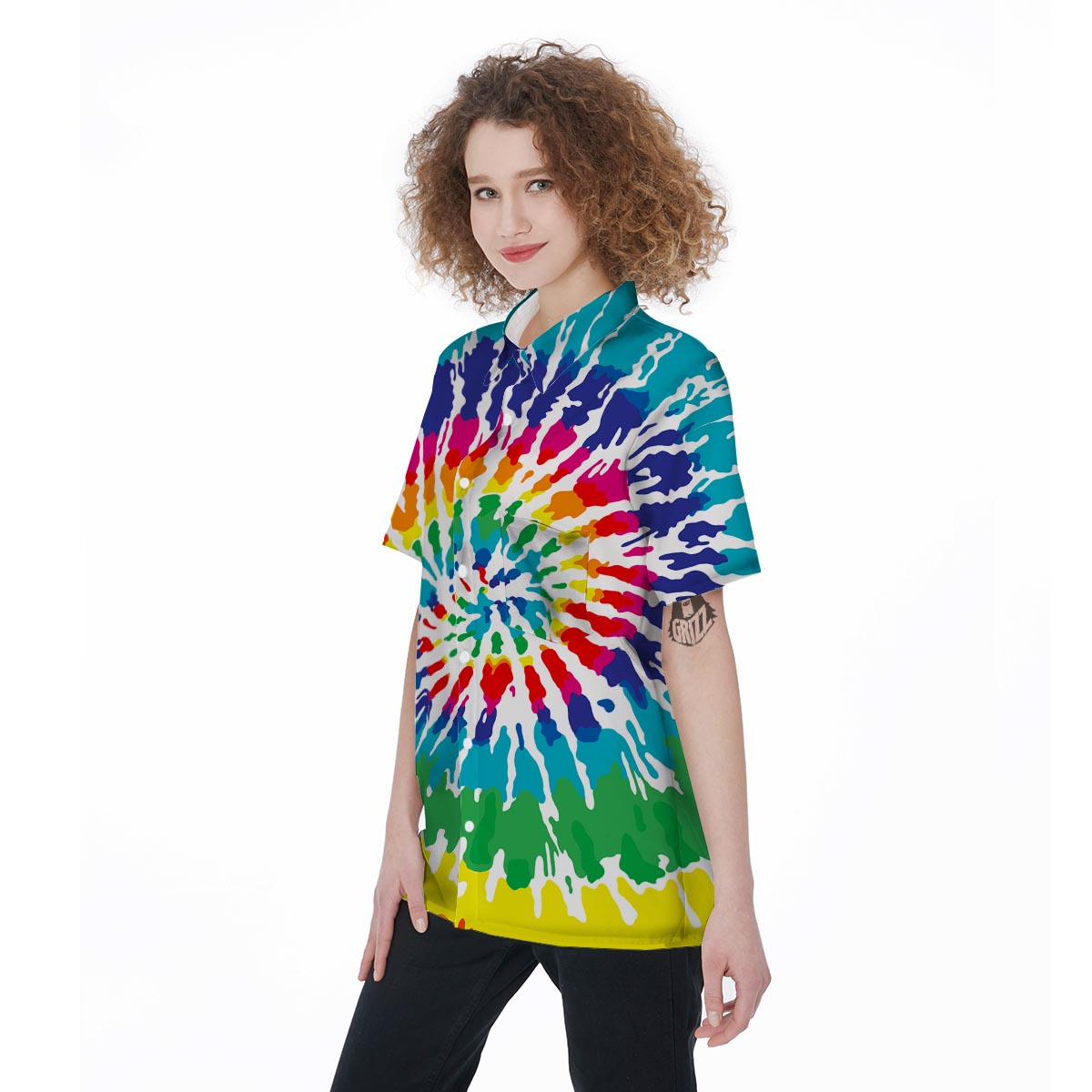 Tie Dye Women's Short Sleeve Shirts-grizzshop