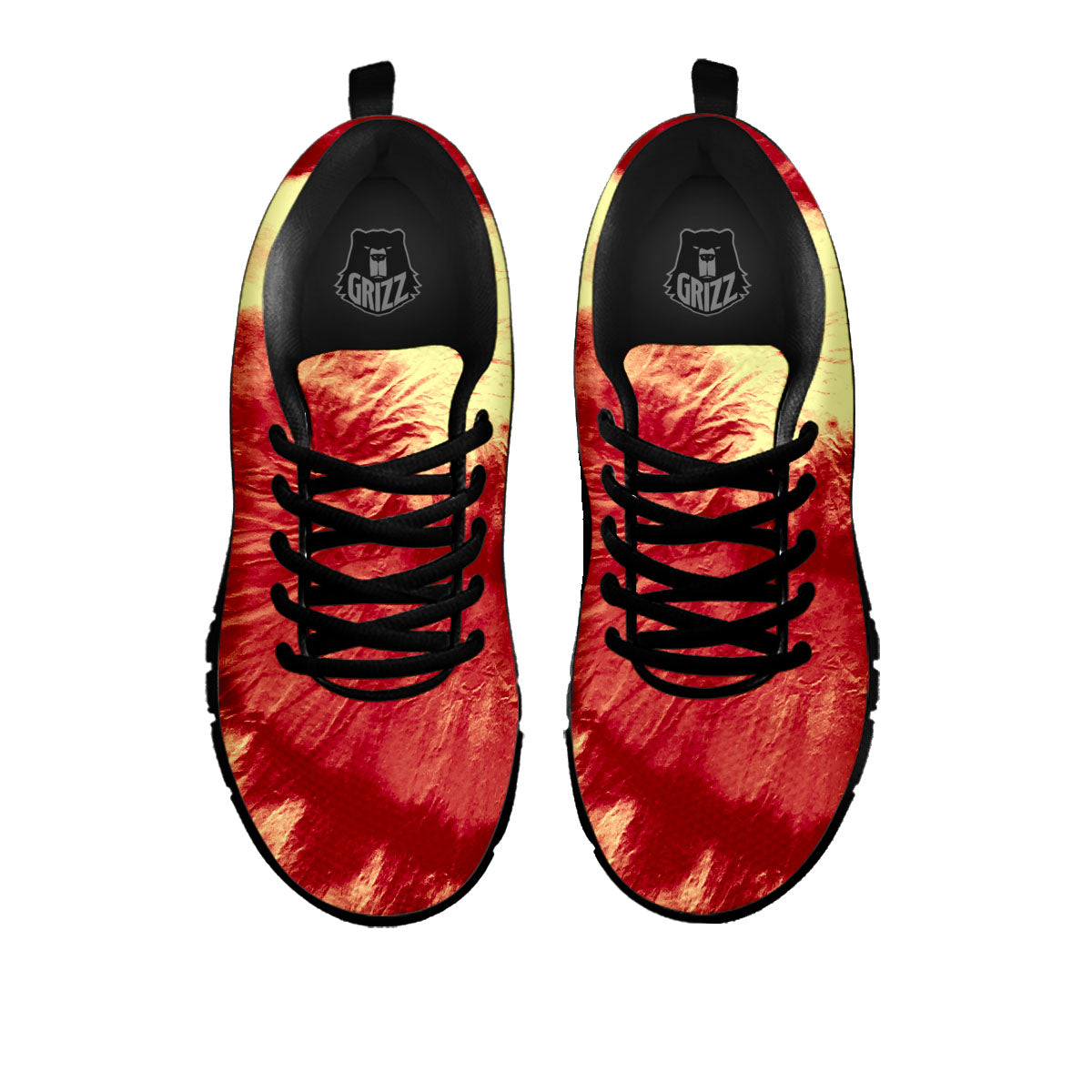 Tie Dye Yellow And Red Spider Print Black Sneaker-grizzshop