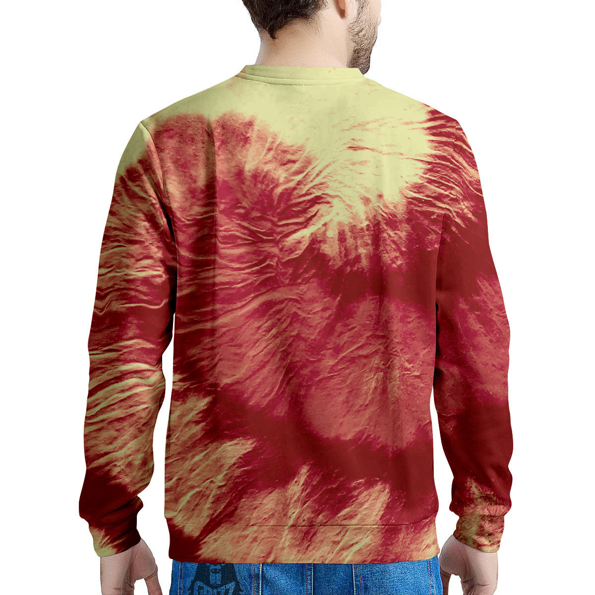 Tie Dye Yellow And Red Spider Print Men's Sweatshirt-grizzshop