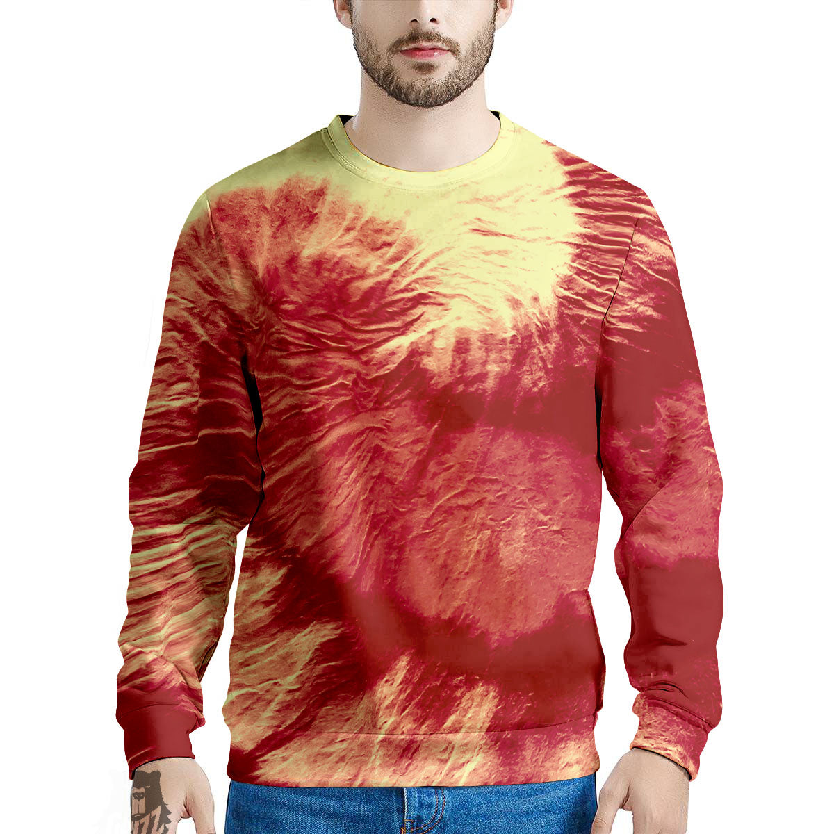 Tie Dye Yellow And Red Spider Print Men's Sweatshirt-grizzshop