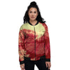 Tie Dye Yellow And Red Spider Print Women's Bomber Jacket-grizzshop