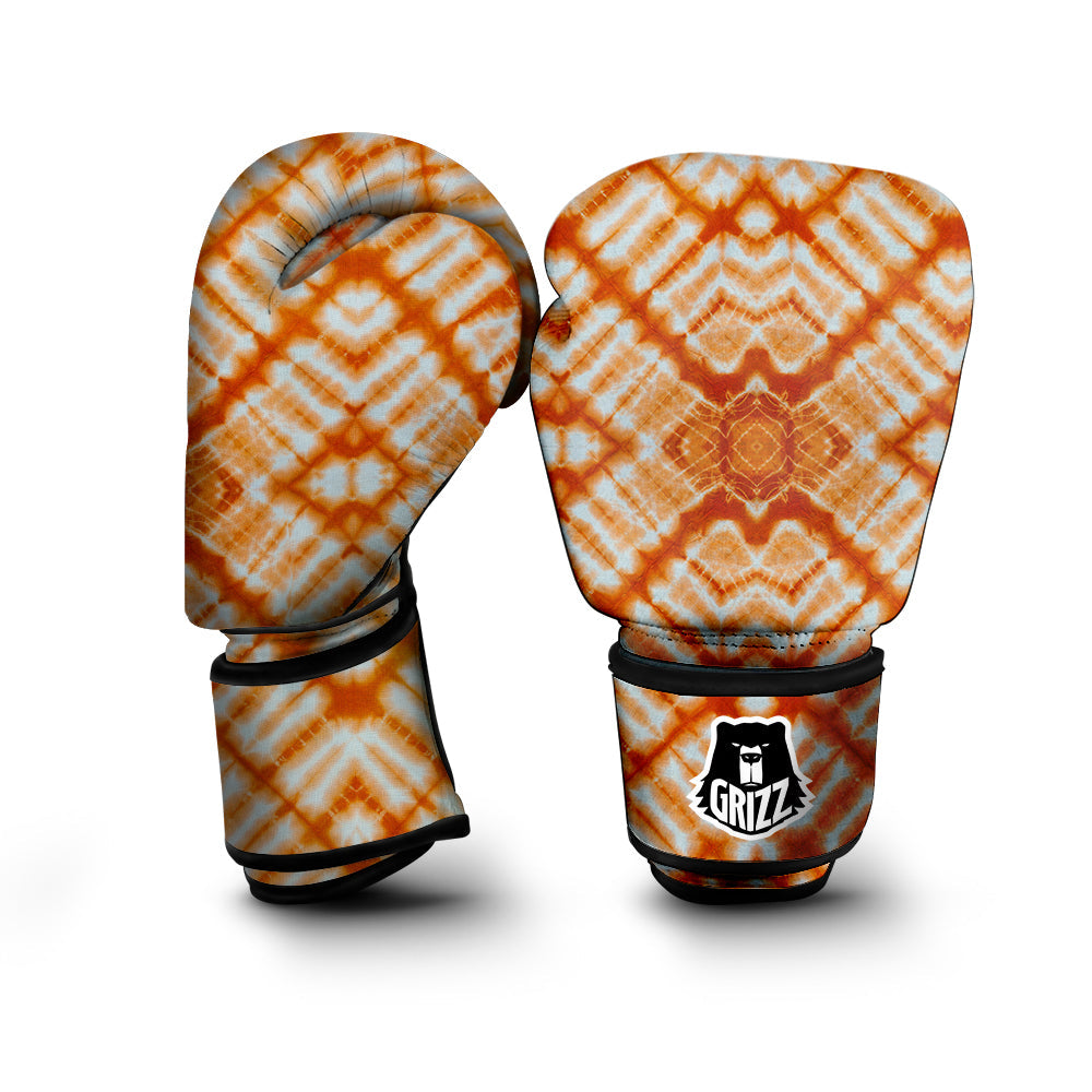 Tie Dye Zigzag Orange Watercolor Print Boxing Gloves-grizzshop