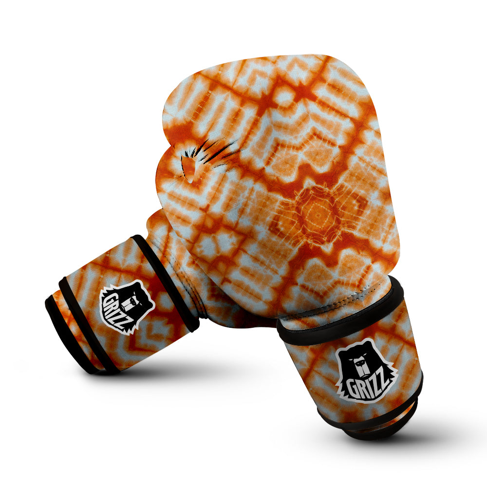 Tie Dye Zigzag Orange Watercolor Print Boxing Gloves-grizzshop