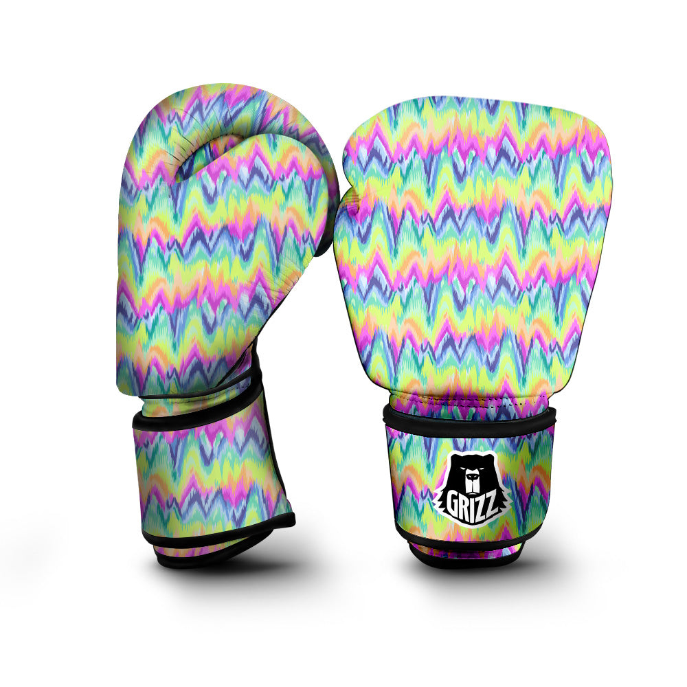 Tie Dye Zigzag Rainbow Print Pattern Boxing Gloves-grizzshop