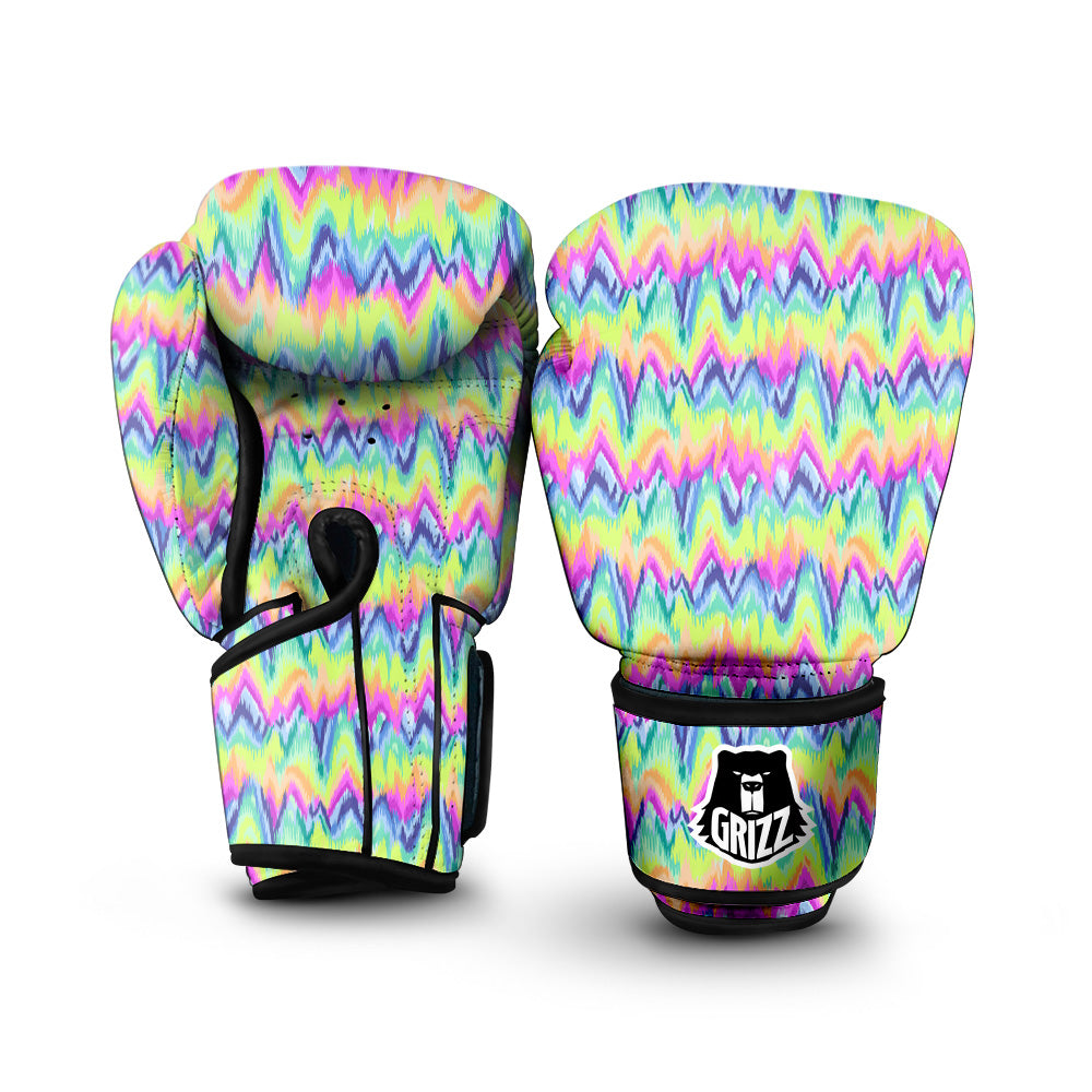Tie Dye Zigzag Rainbow Print Pattern Boxing Gloves-grizzshop