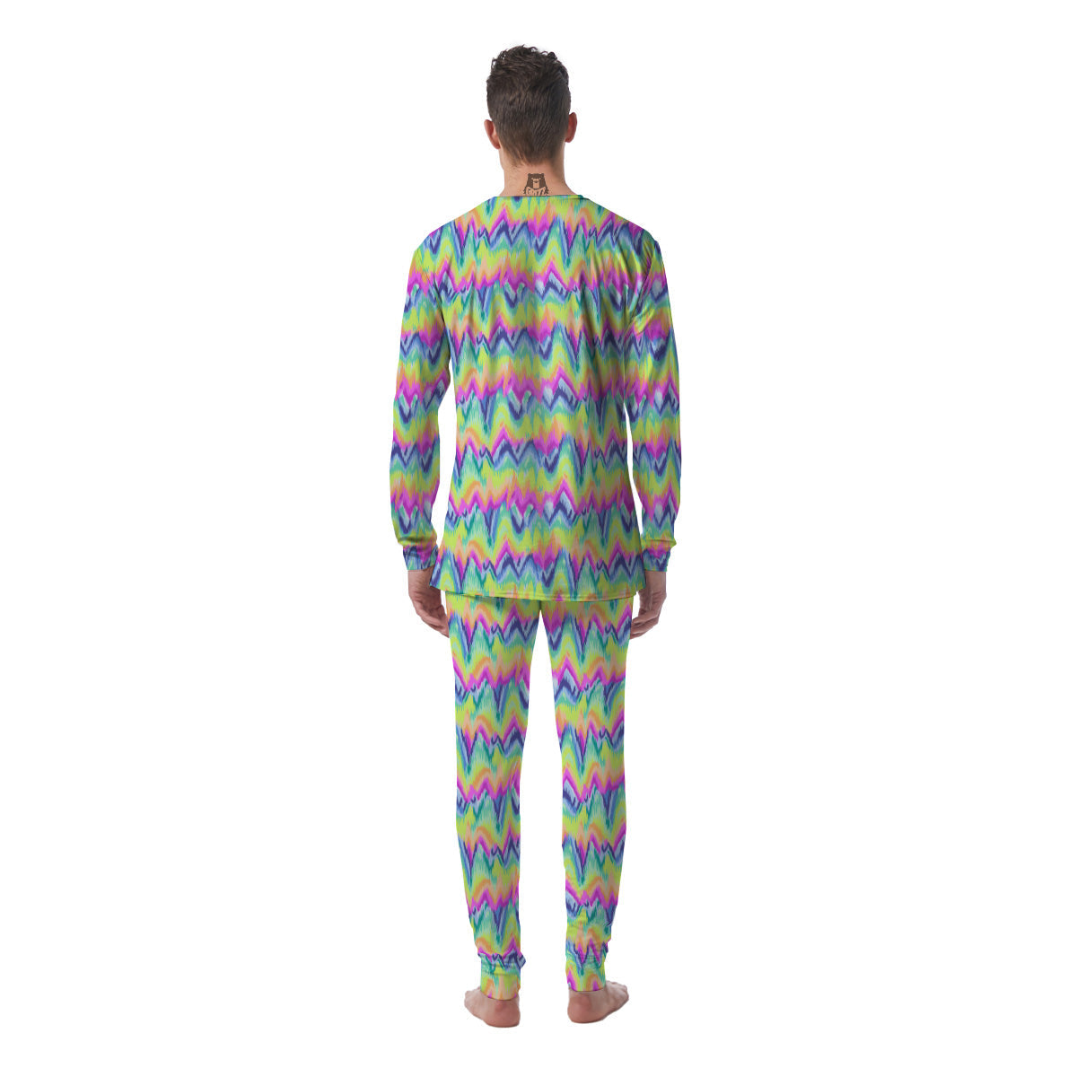 Tie Dye Zigzag Rainbow Print Pattern Men's Pajamas-grizzshop