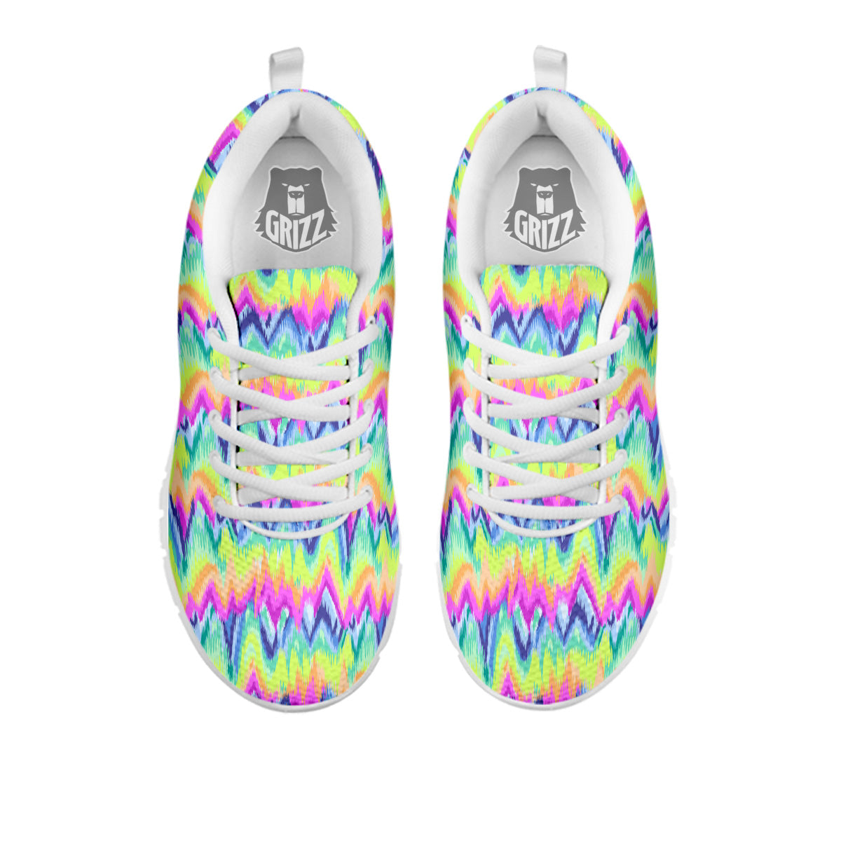 Tie Dye Zigzag Rainbow Print Pattern White Sneaker-grizzshop