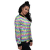 Tie Dye Zigzag Rainbow Print Pattern Women's Bomber Jacket-grizzshop