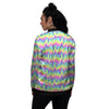 Tie Dye Zigzag Rainbow Print Pattern Women's Bomber Jacket-grizzshop