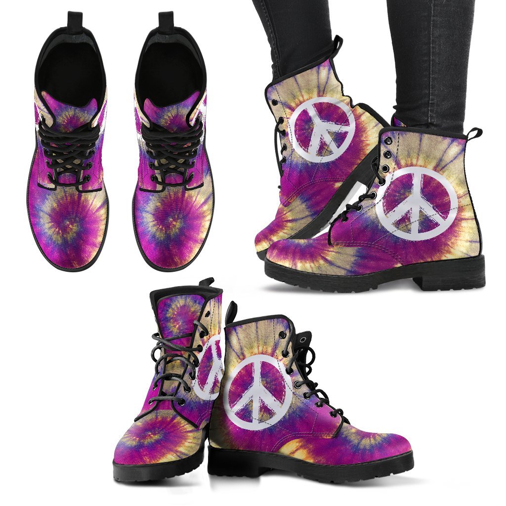 Tie Dye and Peace Women's Leather Boots-grizzshop