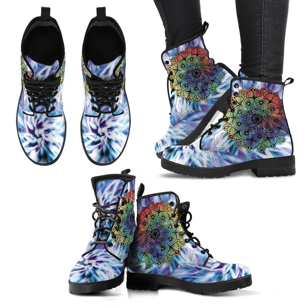 TieDye Mandala Women's Leather Boots-grizzshop