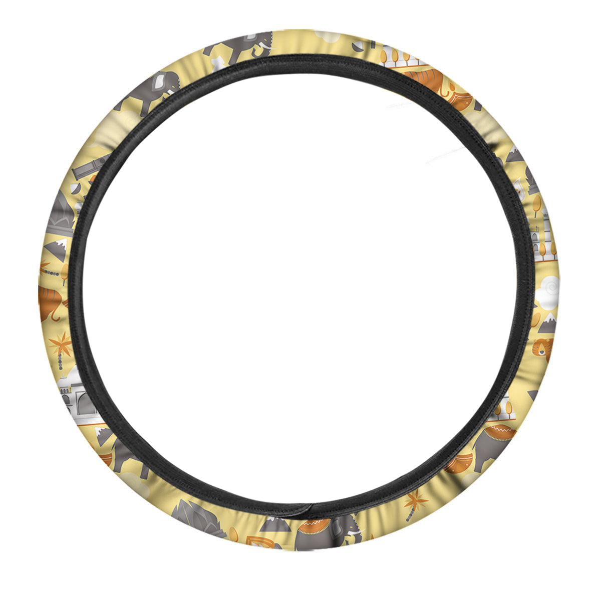 Tiger And Asian Elephant Print Car Steering Wheel Cover-grizzshop