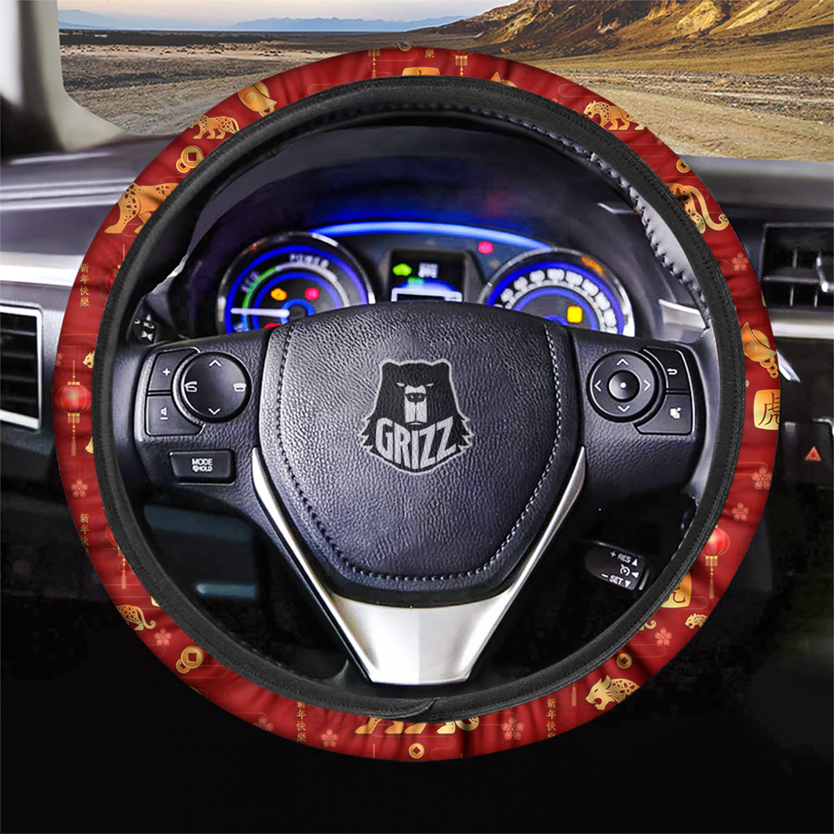 Tiger And Chinese New Year Print Pattern Car Steering Wheel Cover-grizzshop