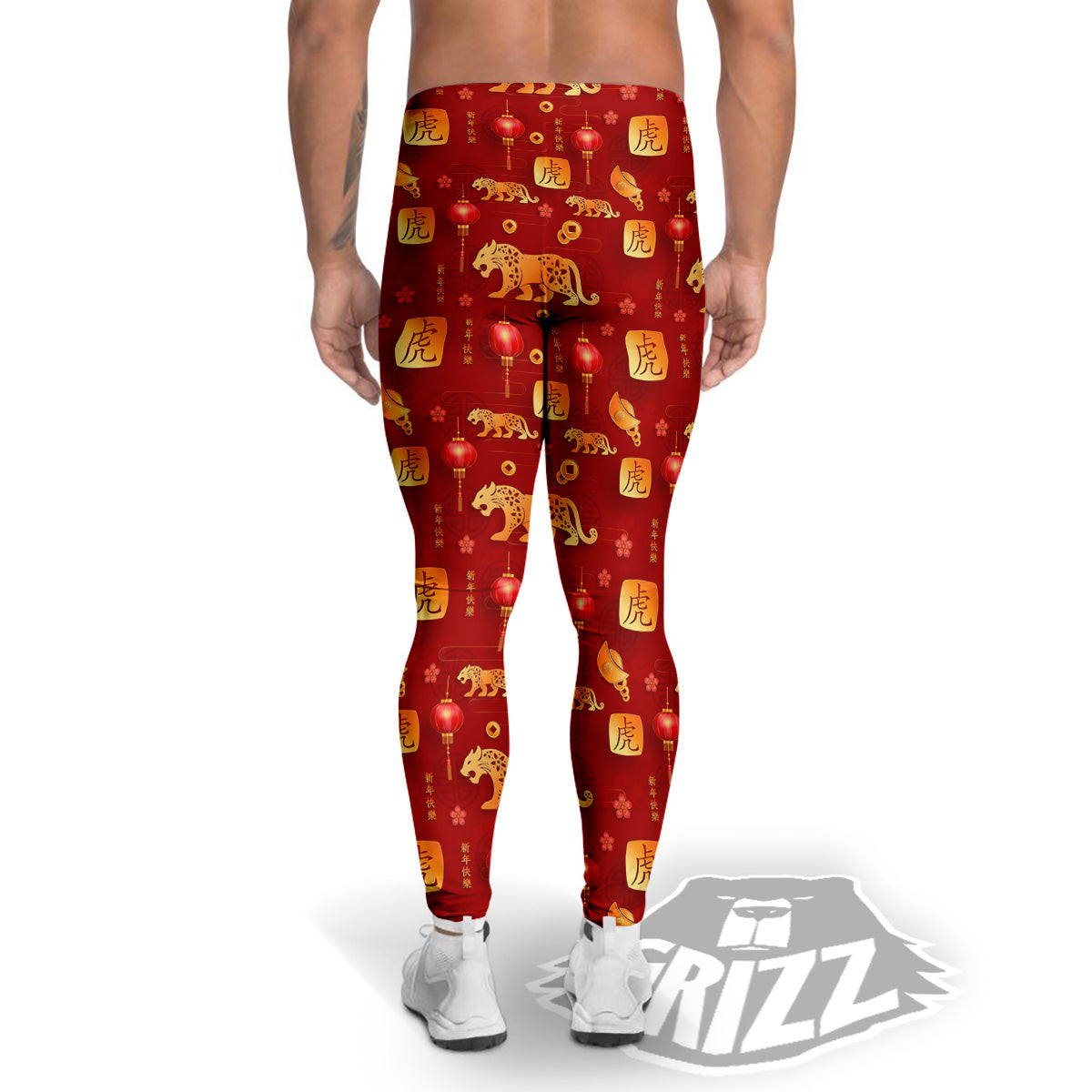 Tiger And Chinese New Year Print Pattern Men's Leggings-grizzshop