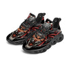 Tiger And Japanese Samurai Print Black Running Shoes-grizzshop