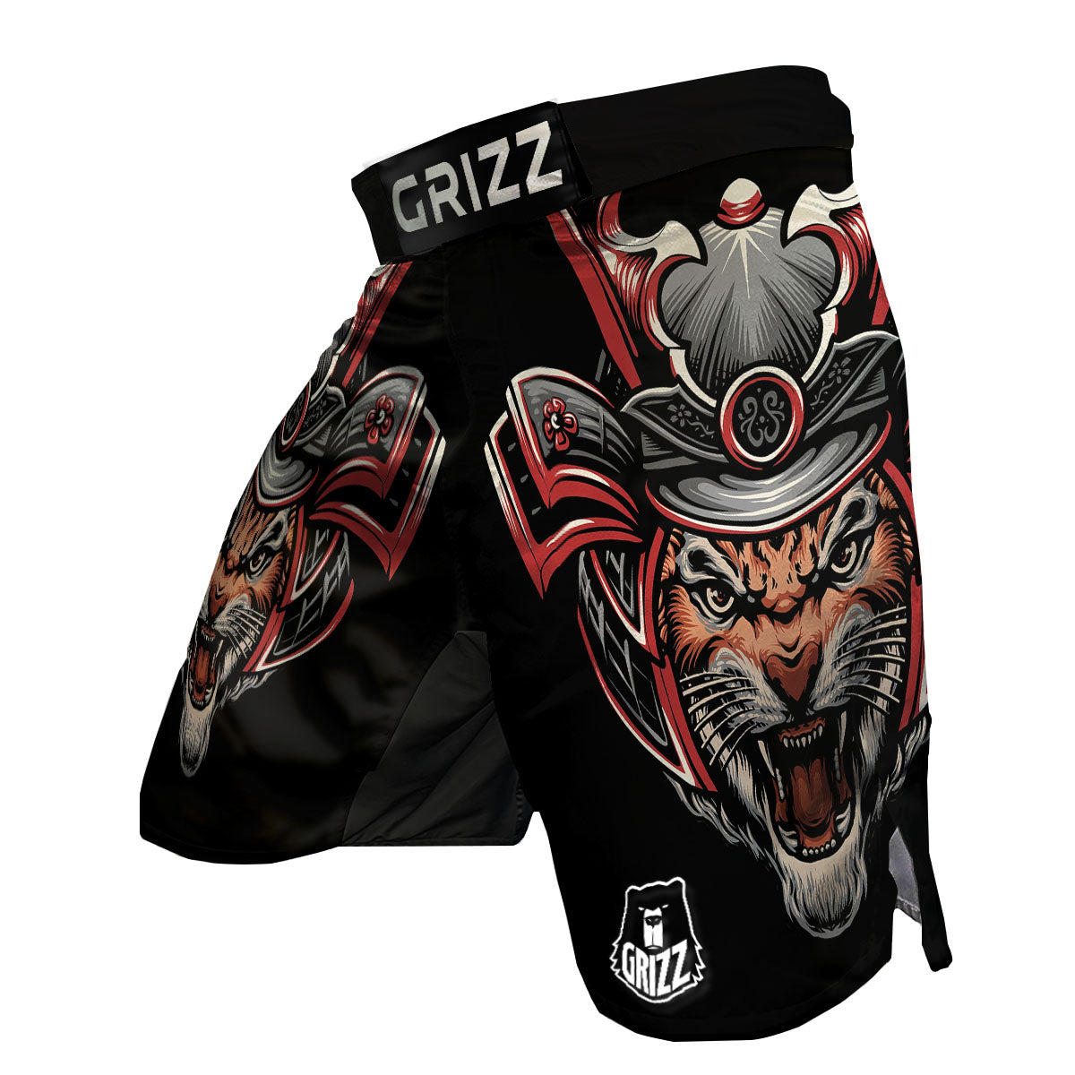 Tiger And Japanese Samurai Print MMA Shorts-grizzshop