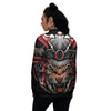 Tiger And Japanese Samurai Print Women's Bomber Jacket-grizzshop