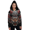 Tiger And Japanese Samurai Print Women's Bomber Jacket-grizzshop