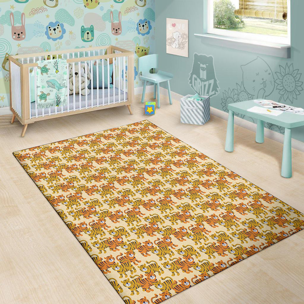 Tiger Cute Print Pattern Floor Mat-grizzshop