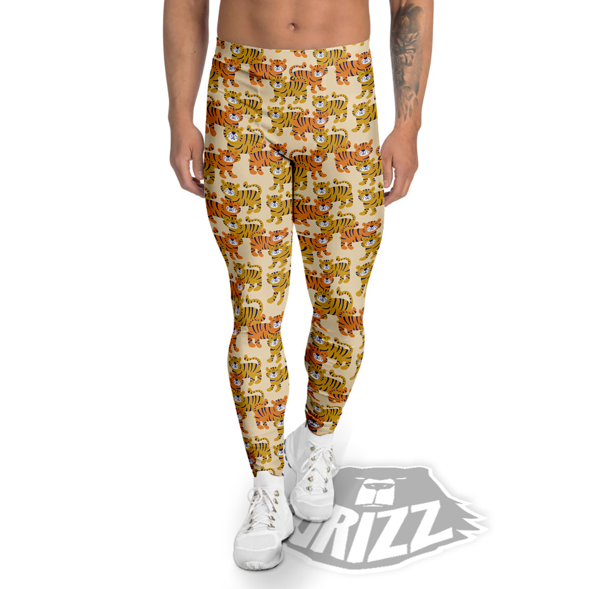 Tiger Cute Print Pattern Men's Leggings-grizzshop