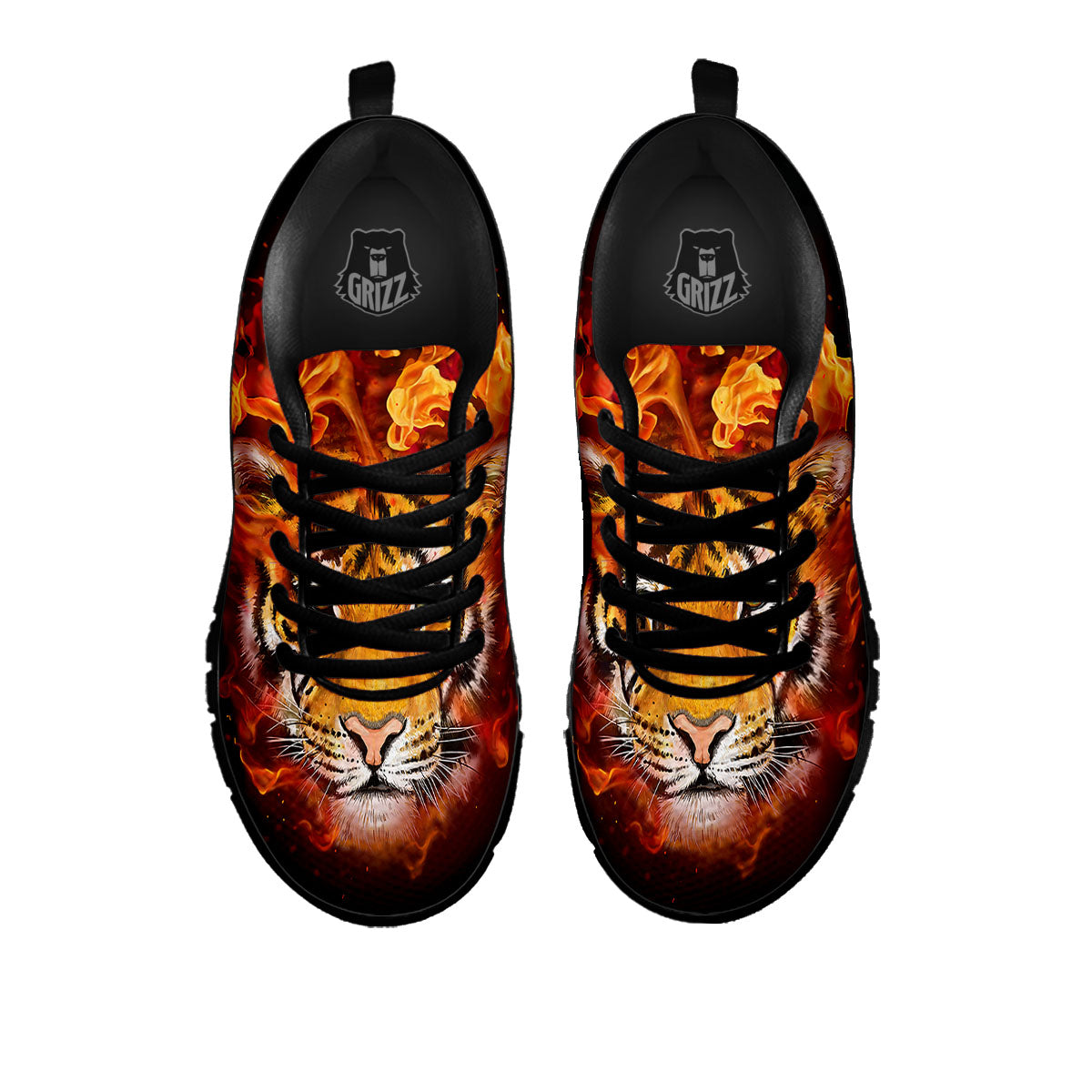 Tiger Flame Print Black Sneaker-grizzshop